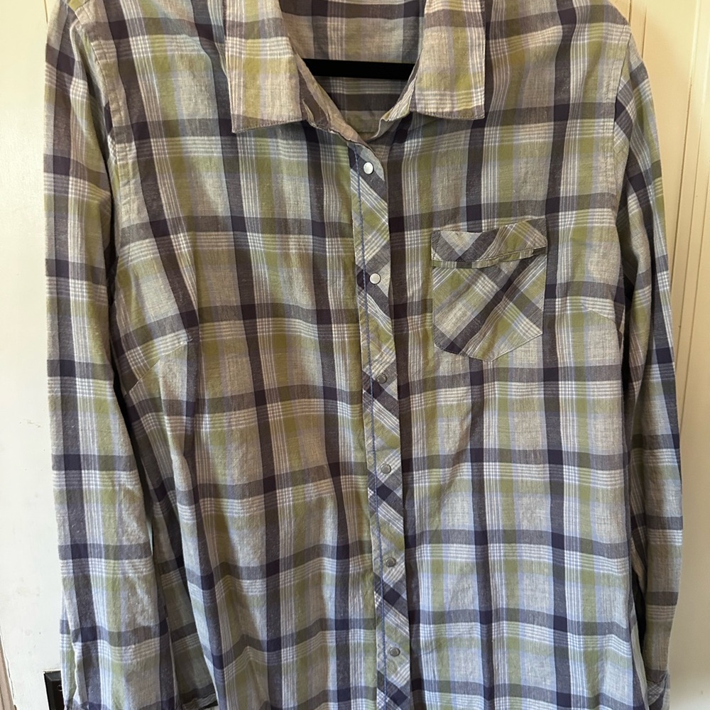 Horny Toad Women’s Plaid Button-Down Shirt - Olive & Gray